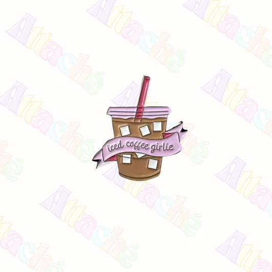 Iced Coffee Girlie Ribbon Metal Sticker