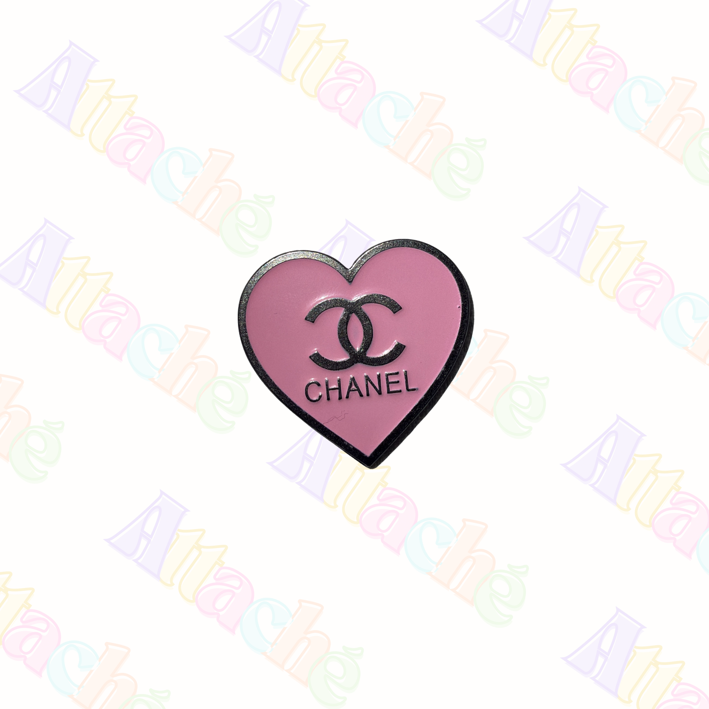 Pink CC Heart Metal Sticker