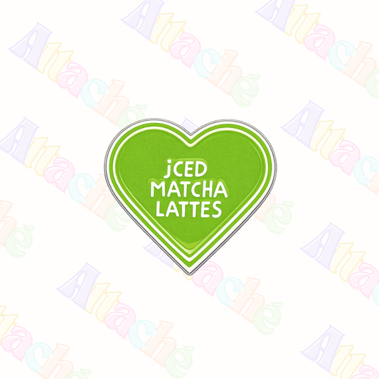 Matcha Heart Metal Sticker