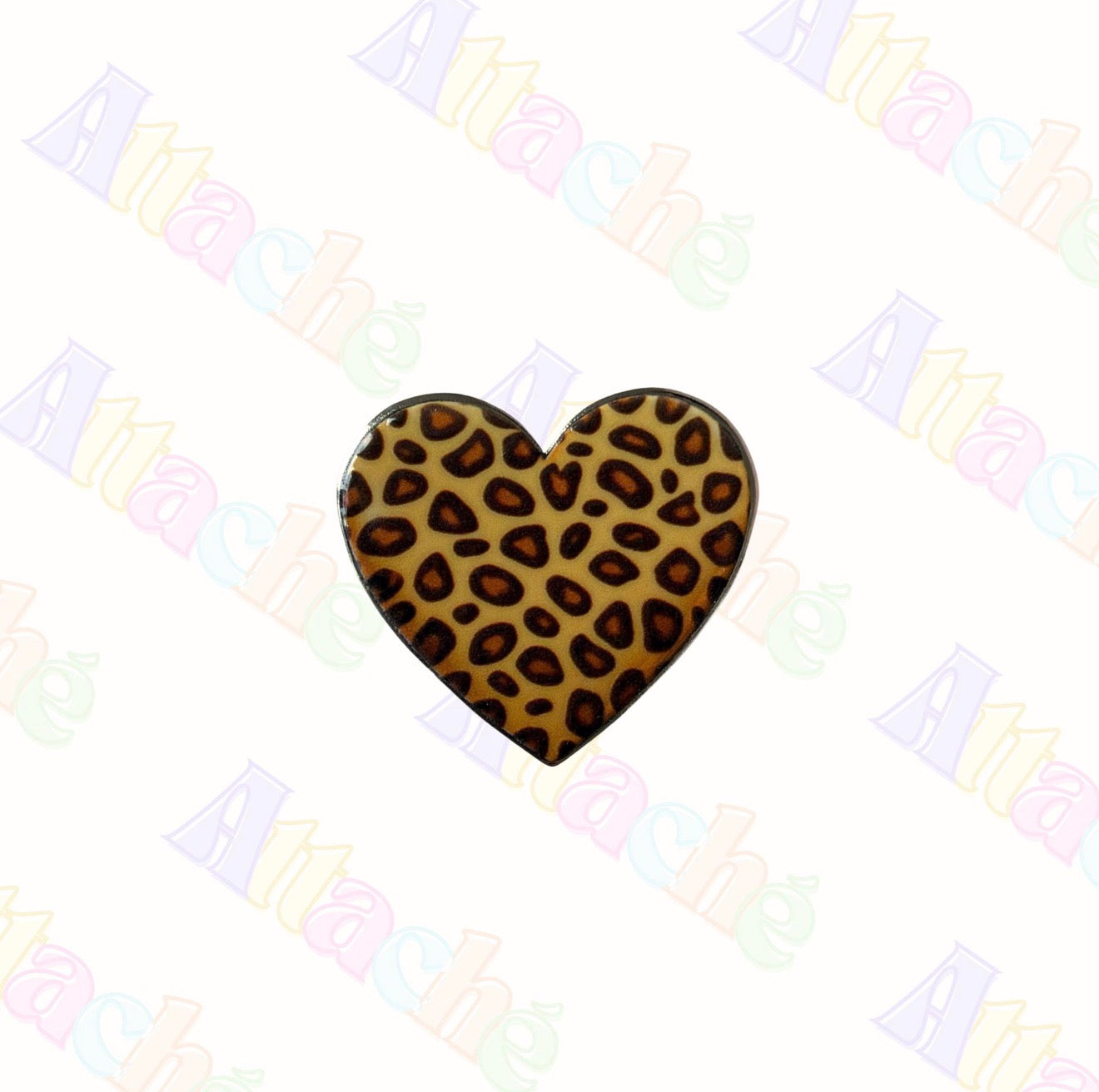 Leopard Heart Metal Sticker