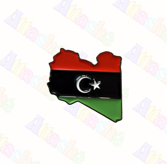 Libya Flag Map Metal Sticker